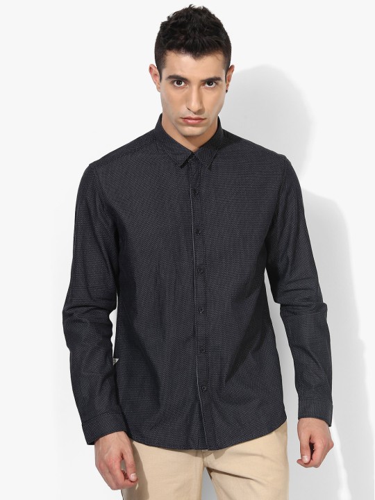 Black Printed Slim Fit Casual Shirt 44