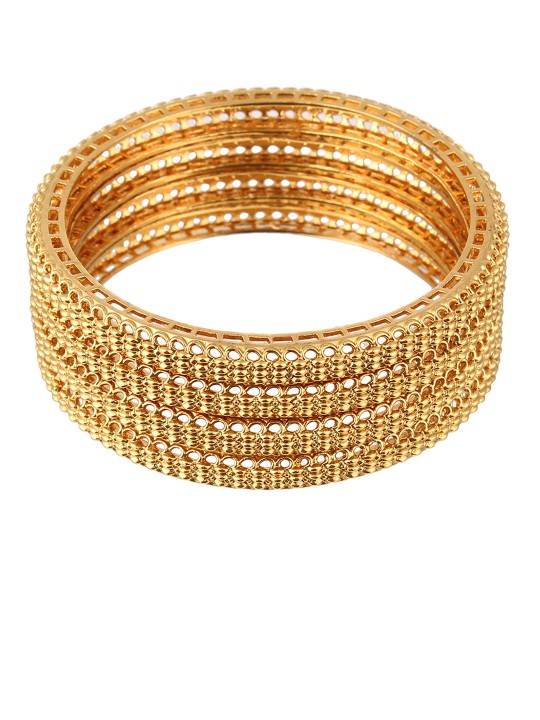 Set of 4 24k Gold-Plated Antique Bangles
