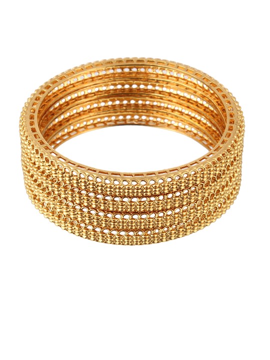 Set of 2 24k Gold-Plated Antique Bangles