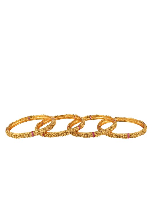 Set of 4 24k Gold-Plated Antique Bangles
