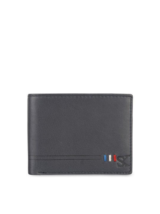 Men Grey Solid Two Fold Wallet