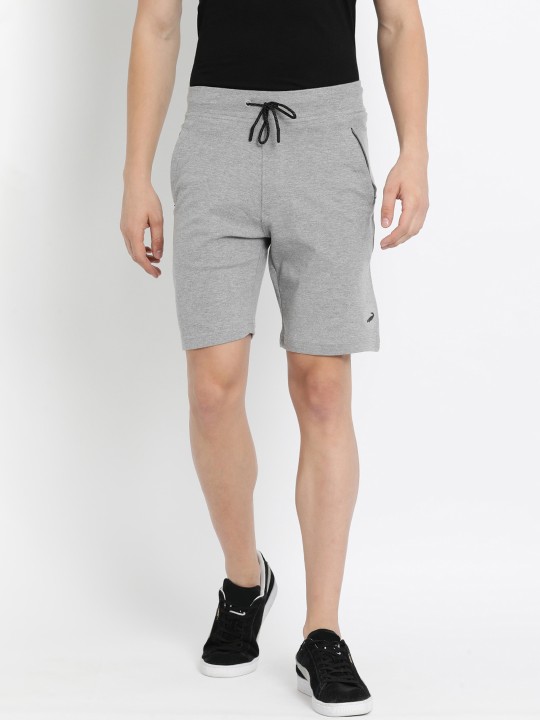 Men Grey Melange Solid Slim Fit Sports Shorts 30