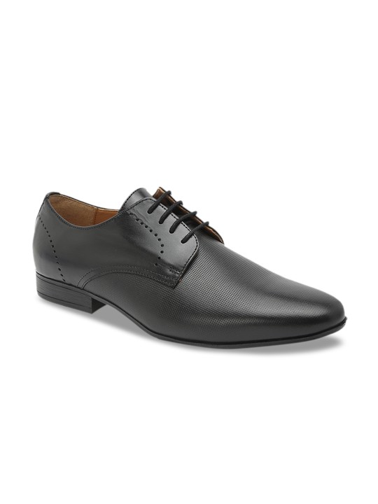 Men Black Leather Formal Derbys 6