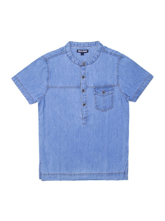 Boys Blue Comfort Regular Fit Self Design Casual Shirt 7-8Y