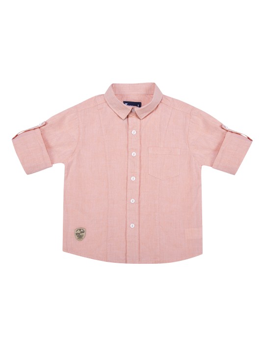 Boys Peach-Coloured Comfort Regular Fit Self Design Casual Shirt 1-2Y -  422
