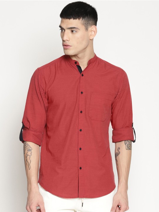 Men Red Smart Slim Fit Solid Casual Shirt 38