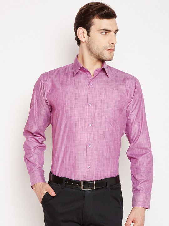 Men Purple Slim Fit Self Design Formal Shirt 38
