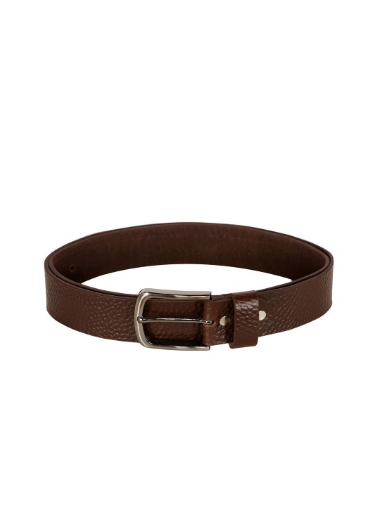 Men Brown Solid Leather Belt 28