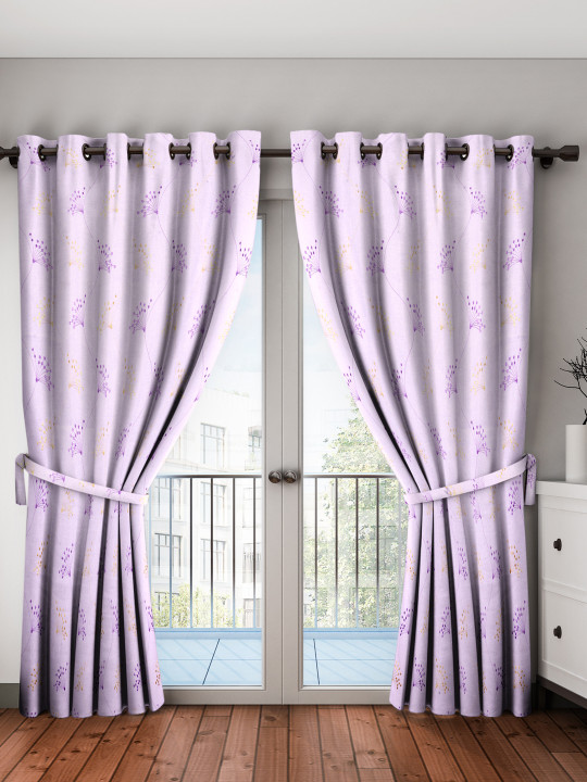 Set Of 2 Door Lavender Semi Sheer Embroi Buy Online In Kuwait At Desertcart