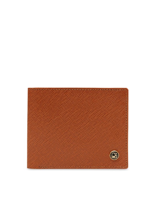 Men Brown Textured Two Fold Wallet