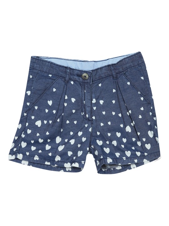 Girls Blue Printed Regular Fit Regular Shorts 2Y