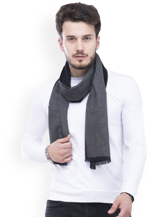 Men Grey Solid Muffler
