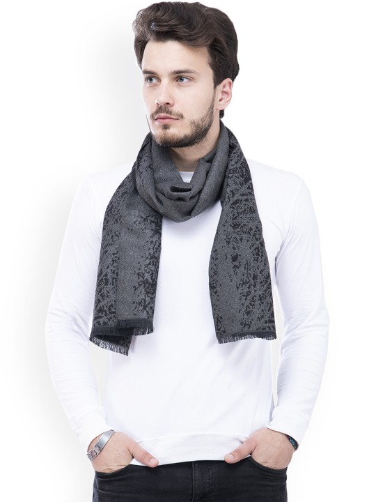 Men Grey Self-Design Muffler