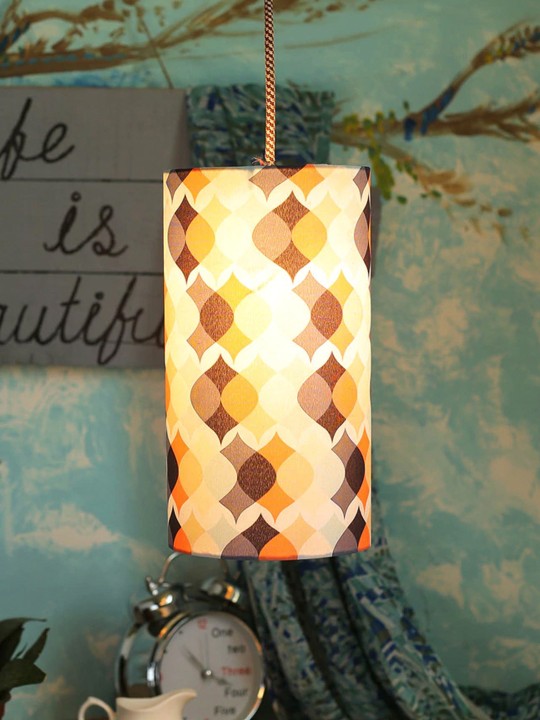 white Printed Lamp With Shade
