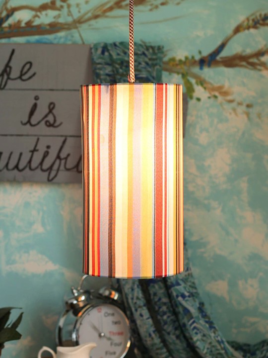 multicoloured Striped Lamp With Shade