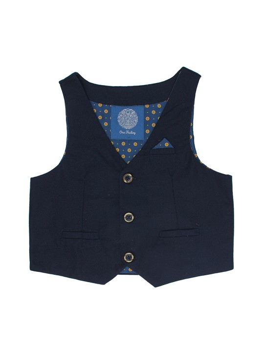 Boys Navy Blue Solid Waistcoat 7-8Y