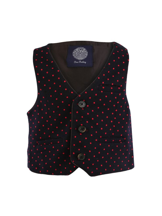 Boys Navy Blue Printed Waistcoat 1Y