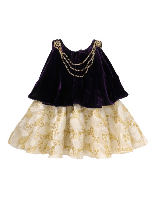 Girls Purple Embellished Fit and Flare Dress 6-12M