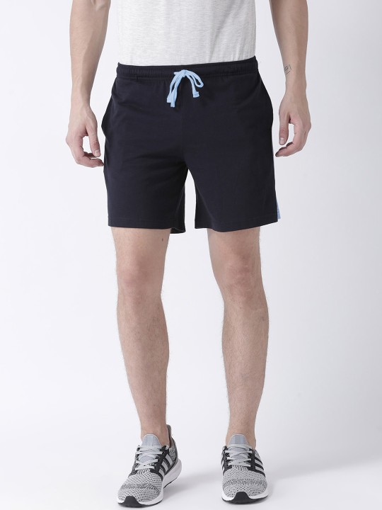 Men Blue Solid Regular Fit Sports Shorts 28