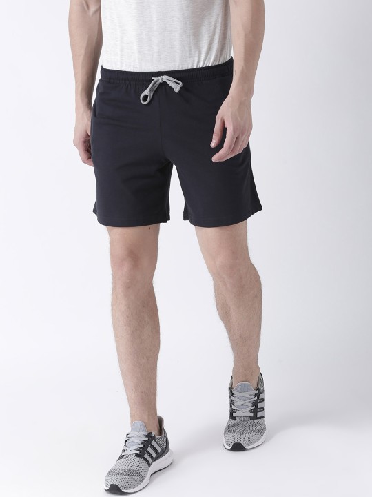 Men Black Solid Regular Fit Sports Shorts 28