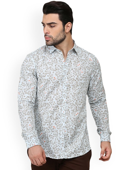 Men Blue Slim Fit Printed Casual Shirt 40