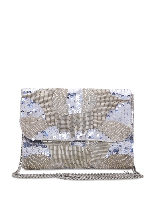 Gold-Toned & Silver-Toned Embellished Clutch