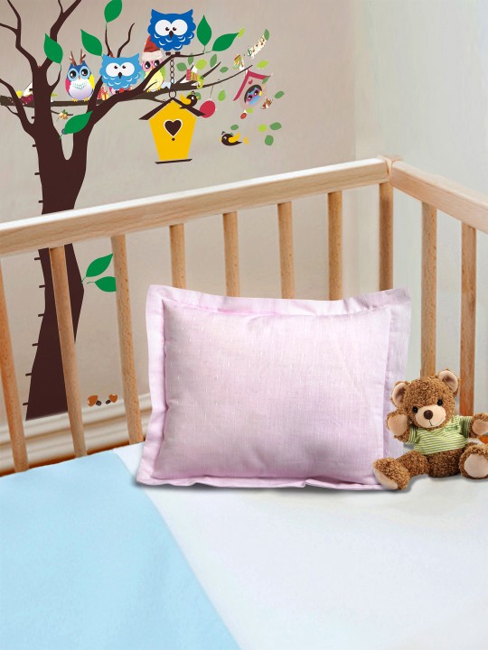Pink Cotton Self-Design Pillow Cover