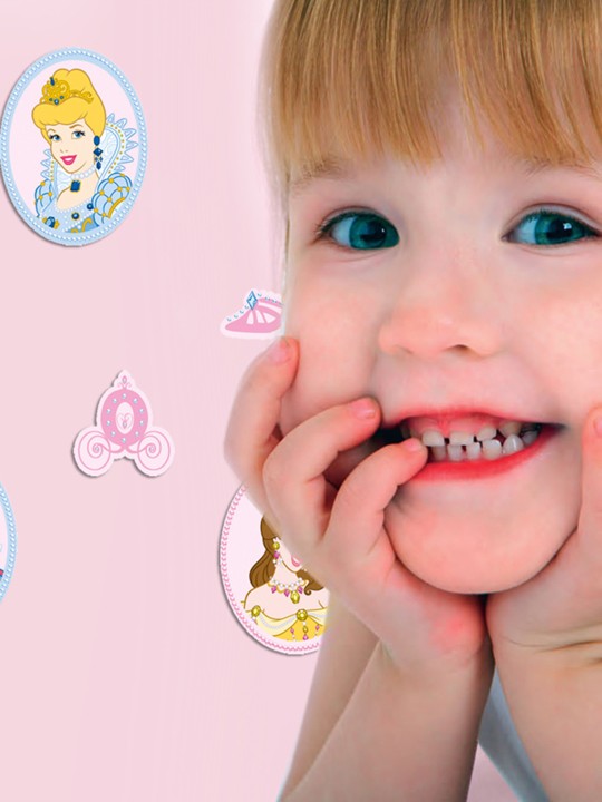 Kids Multicoloured Princess Foam Element Wall Stickers