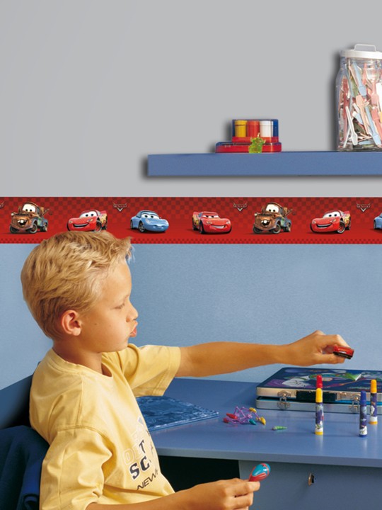 Kids Multicoloured Border Roll Cars Wall Sticker