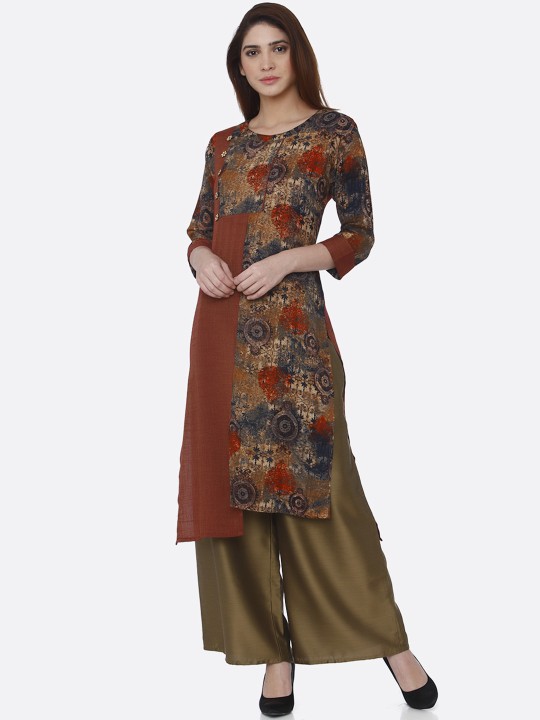 Women Multicoloured Printed Straight Kurta