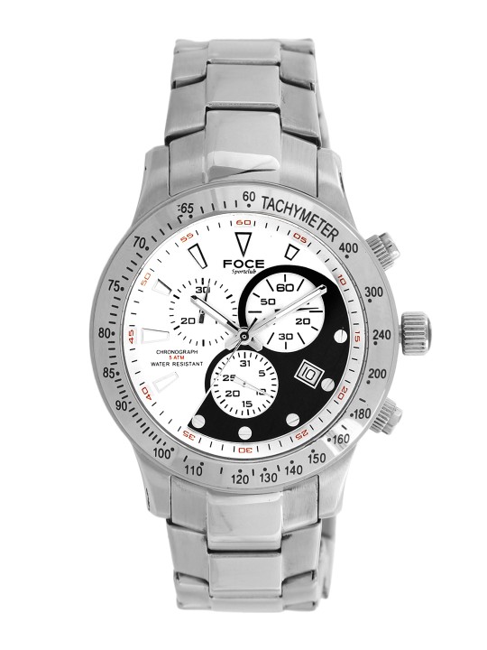 Men White & Black Analogue Watch F809GSM