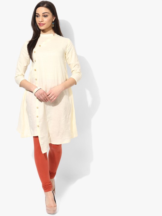 Cream Solid Kurti XS