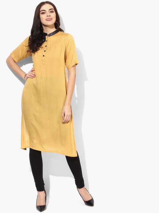 Mustard Yellow Solid Kurti S