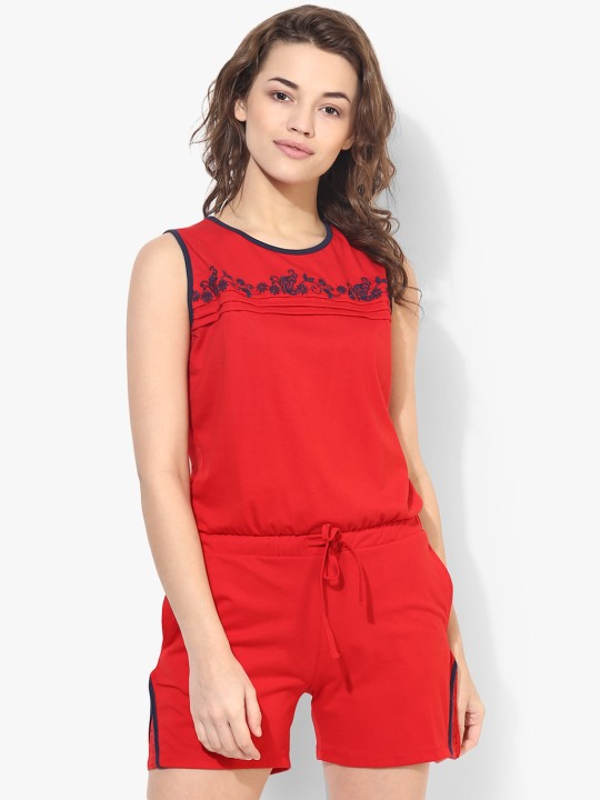 Red Embroidered Top M