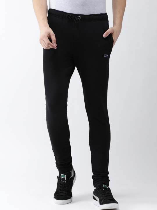 Men Black Solid Slim-Fit Track Pants S