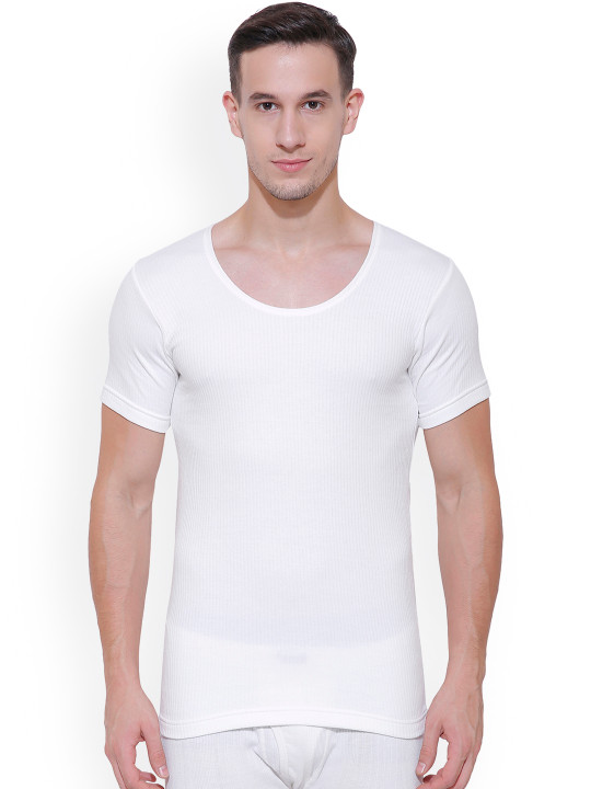 BODYCARE INSIDER Men Off White Solid Thermal Top B106_85