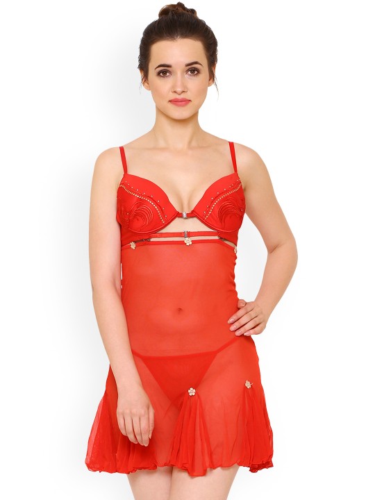 Red Solid Baby Doll 18819Red