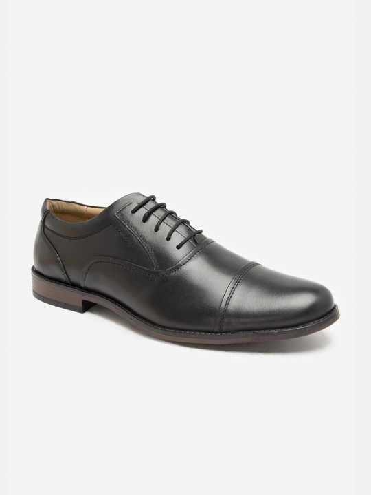 Men Black Leather Formal Oxfords 6