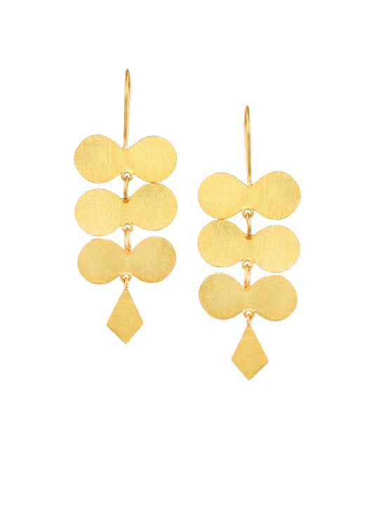 Gold-Plated Contemporary Handcrafted Drop Earrings