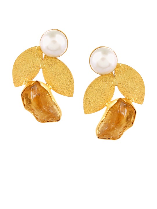 Gold-Toned Contemporary Drop Earrings