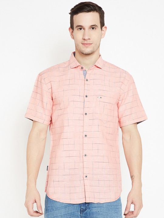 Men Pink Regular Fit Checked Casual Shirt 39