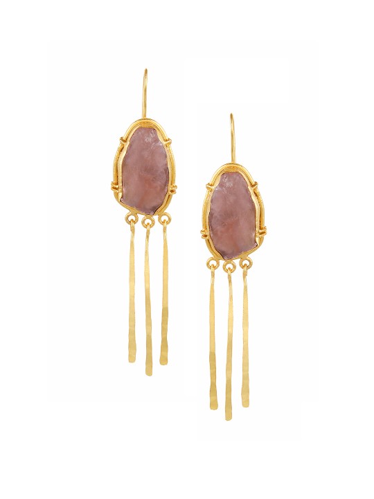 Women Gold-Toned & Lavender Contemporary Drop Earrings