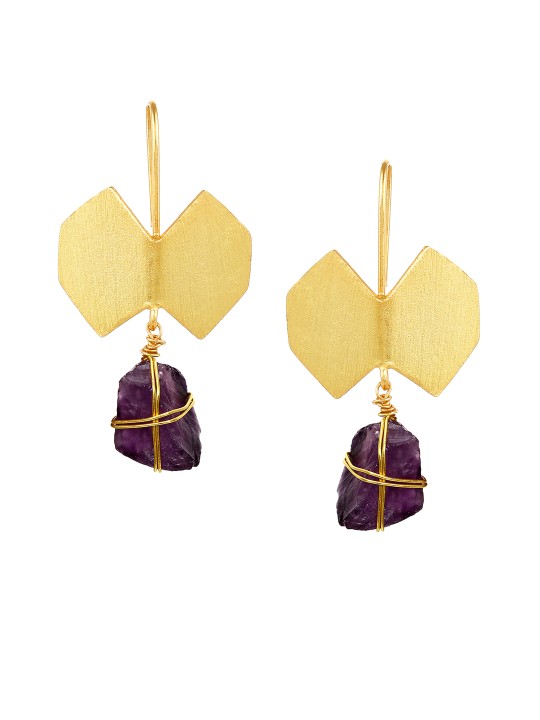 Gold-Plated Hnadcrafted Contemporary Drop Earrings