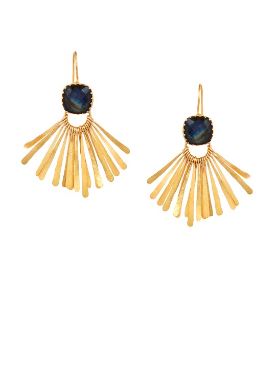 Gold-Toned & Blue Contemporary Drop Earrings
