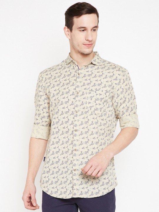 Men Beige Regular Fit Printed Casual Shirt 39