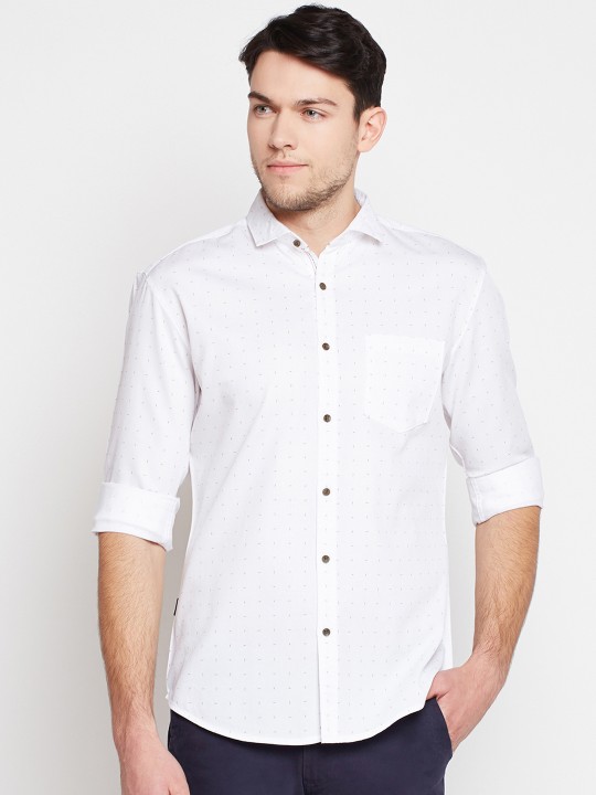 Men White Regular Fit Printed Casual Shirt 39