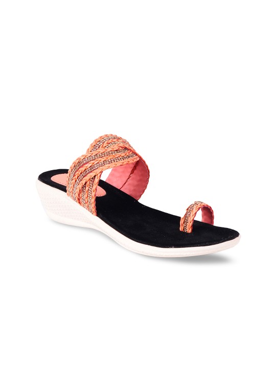 Women Pink Solid Embellished Sandals 36