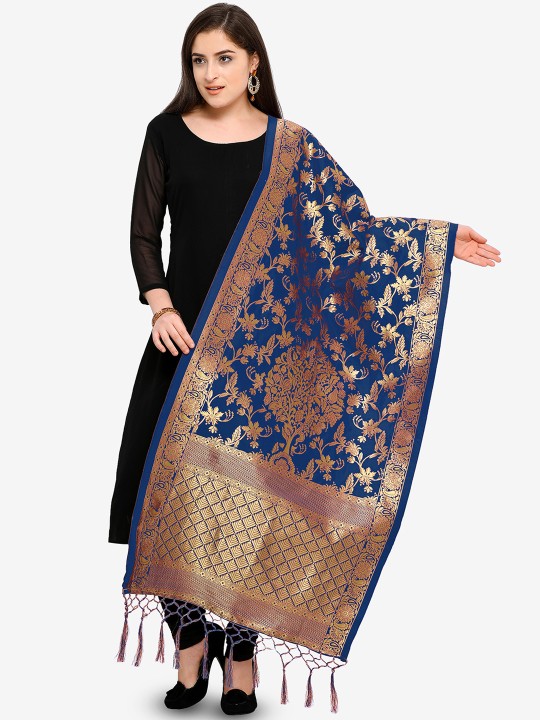 Blue Banarasi Silk Zari Woven Dupatta