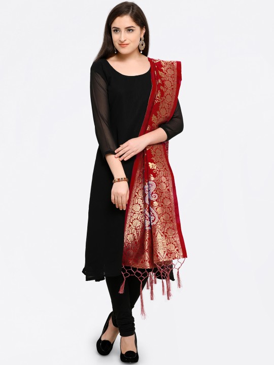 Maroon Woven Design Dupatta