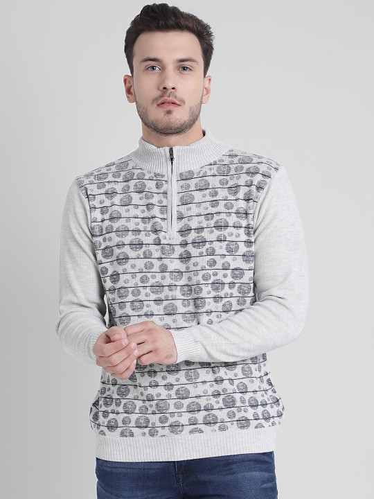 Men Grey Printed Pullover S